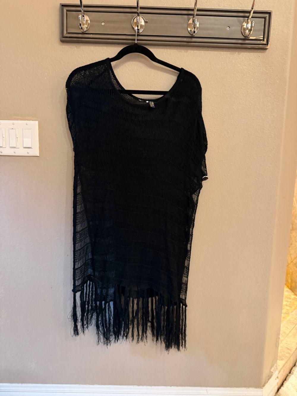 Polo by Ralph Lauren Black Crochet Fringe Beach Coverup